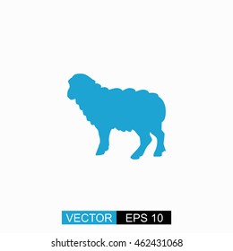 Sheep vector. Isolated blue icon on white background.