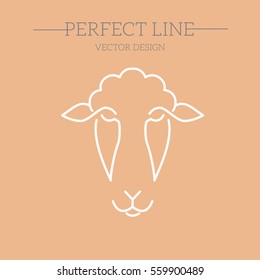 sheep vector line, symbol, logo, emblem. Contour Design.
