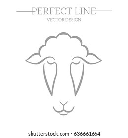 sheep vector line, symbol, logo, emblem. Contour Design.