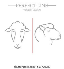 sheep vector line, symbol, logo, emblem. Contour Design.