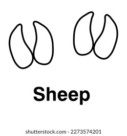 Sheep vector liner foot print illustration on white background.