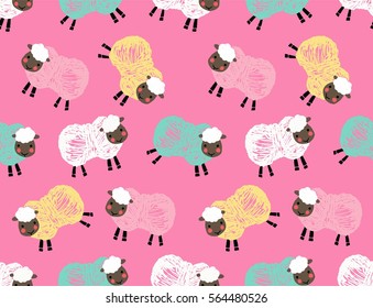 Sheep vector seamless pattern