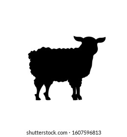 Sheep vector silhouette. Lamb black logo design. 