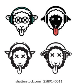 Sheep vector silhouette. Lamb black logo design.