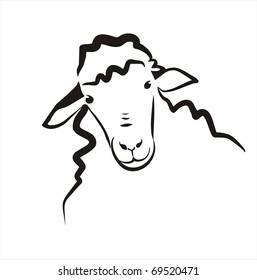 sheep vector simple icon in black lines