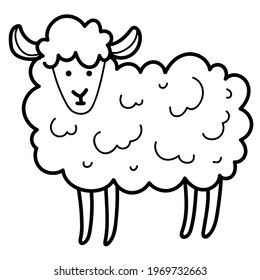 Sheep vector icon design template in a trendy linear style - lamb icon-illustration for the dairy and dairy industry and packaging - organic, natural and fresh farm products