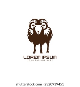 Sheep vintage curly sheep icon vector illustration. Cute domestic farm mammal animal silhouette rustic farm market butchery funny character. Woolen lamb grow for meat and milk