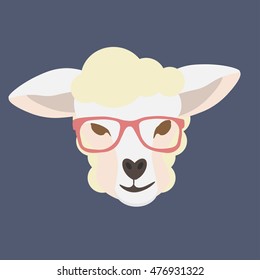 Sheep wearing glasses vector illustration. 