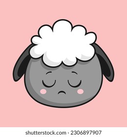 Sheep Weary Face Cartoon Head Sheep Sticker
