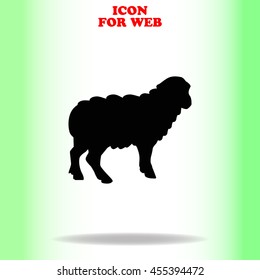Sheep web icon. Black illustration on white background