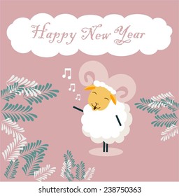sheep wished Happy New Year illustrations