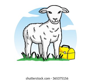 sheep wool animal farms cartoon character vector