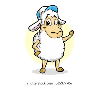 sheep wool animal farms mascot cartoon character vector