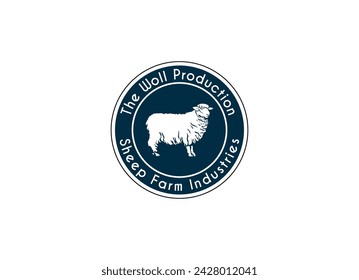 Sheep wool factory emblem template. Sheep head. Design element for logo, label,sign. Vector image