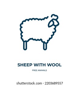 Sheep with wool icon. Linear vector illustration from free animals collection. Outline sheep with wool icon vector. Thin line symbol for use on web and mobile apps, logo, print media.