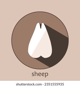 Sheep zodiac sign logo. Astrological Chinese animal calendar. Eastern calendar of animals. Animal tracks.