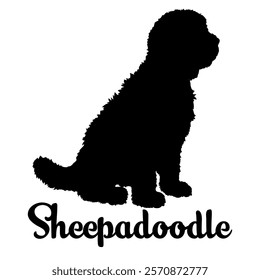 Sheepadoodle dog silhouette, dog breeds, logo, vector, silhouette,  animal, illustration, icon, sign, design, black, symbol, pet, love
