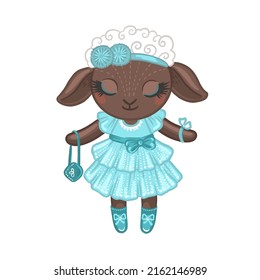 Sheep-cute stuffed toy. Hand drawn vector illustrations
