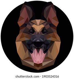 sheep-dog. pet. low poly. vector flat illustration