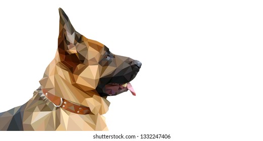 Sheepdog. Portrait of a dog, triangles. Vector illustration