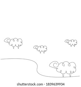 Sheeps cartoon on white background. Vector illustration