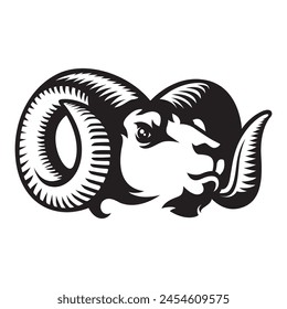 Sheep's head black and white illustration vector design