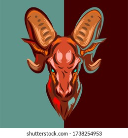 Sheep's head. Colored ram logo