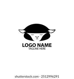 sheep's head logo design vector
