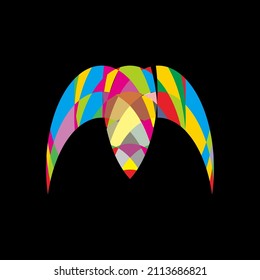 sheep's head vector design. rainbow colors ranging from red yellow green blue and others.