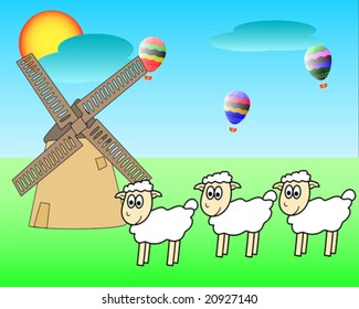 Sheeps on a farm
