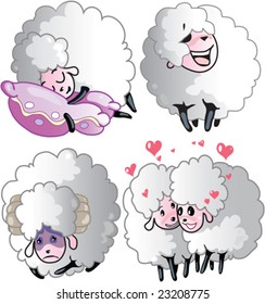 Sheeps on a white background