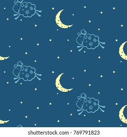 Sheep's pattern against the background of the moon sky