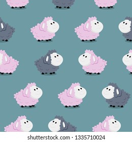Sheeps pattern for kids. Colorful and childish design. Ready for printing on textile and other seamless design. 