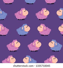 Sheeps pattern for kids. Colorful and childish design. Ready for printing on textile and other seamless design. 