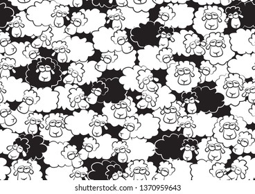Sheeps seamless pattern.