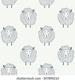 Sheeps seamless pattern. Animal background. Vector illustration