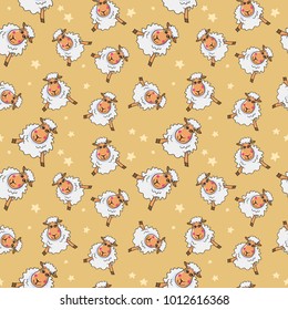 sheeps and stars seamless pattern