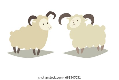 Sheeps vector icons, isolated on white background