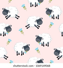 Sheeps vector illustration isolated on background. Seamless pattern, background, card, poster. Template for design
