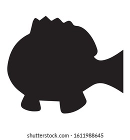 Sheepshead Fish Icon Silhouette. Vector Illustration. Flat Cartoon Style.