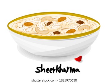 Sheer Khurma Indian Sweet Dish Food Vector