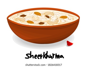 Sheer Khurma Indian Sweet Dish Food Vector