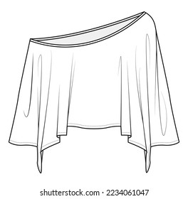 sheer shawl flat technical cad drawing vector template
