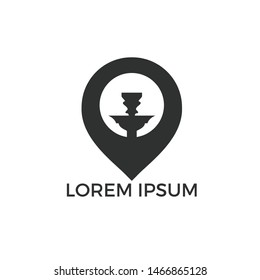 Sheesha and map pointer logo design. hookah locator logo design. 