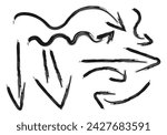 Sheet of arrow icons made with brush strokes.