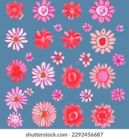 Sheet of beautiful hand drawn flowers