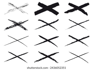 Blatt mit schwarzen Pinselstrichen oder Kreuz-Symbolen.