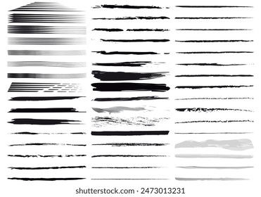 Sheet of black horizontal brush paths icons
