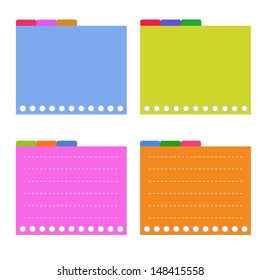 A Sheet of Blank Lined on Orange, Pink, Blue and Yellow Spiral Paper with Tabbed Binder, Copy Space for Text Decorated  