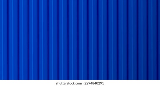 A sheet of blue corrugated board. Galvanized iron for fences, walls, roofs. Realistic isolated vector illustration.